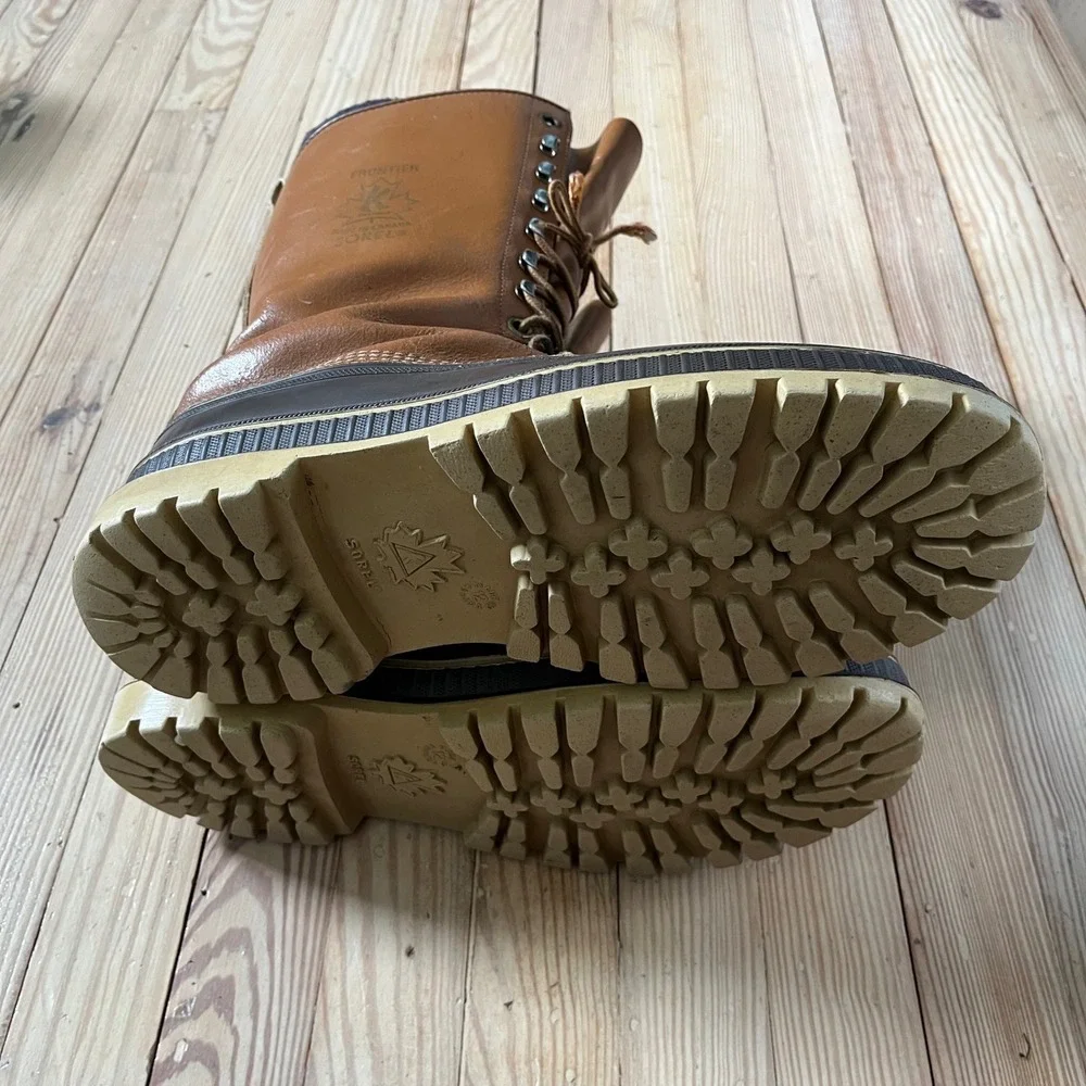 Sorel Frontier Winter Pac Boots Mens 12 Tan Leather Duck Boots Made in Canada